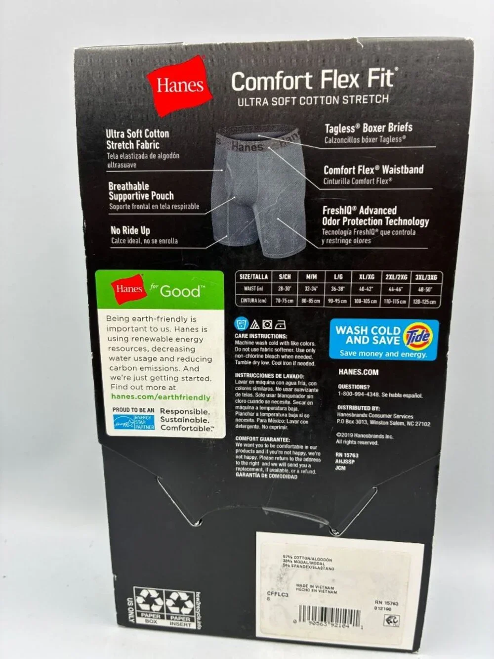 Hanes Comfort Flex Fit Mens Tagless Boxer Briefs 3-Pack Small Ultra Soft Stretch